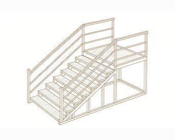 Изображение для товара Лестница металлическая (6 ступеней, просечно-вытяжной лист, с площадкой) вариант 1
